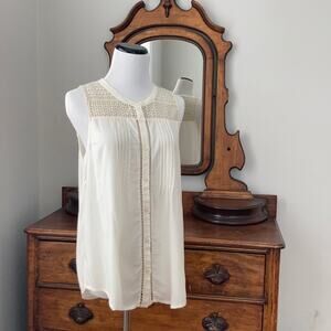 Lucky Brand Cream Sleeveless Top, Size S